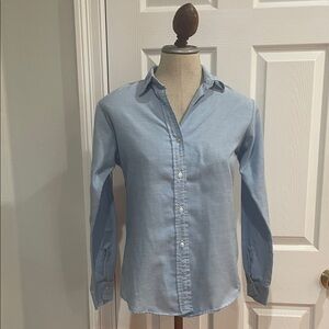 Vintage 70s Lady Donlin Classic Blue button down Shirt permanent press cotton 11